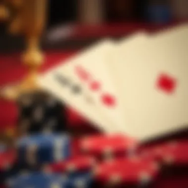 Close-up of baccarat cards and betting chips