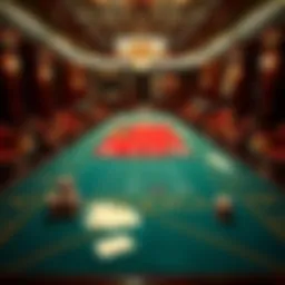 Elegant baccarat table with cards and chips