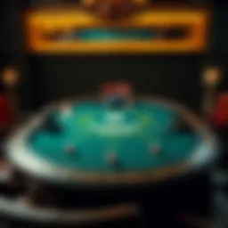 An elegant blackjack table setup with cards and chips