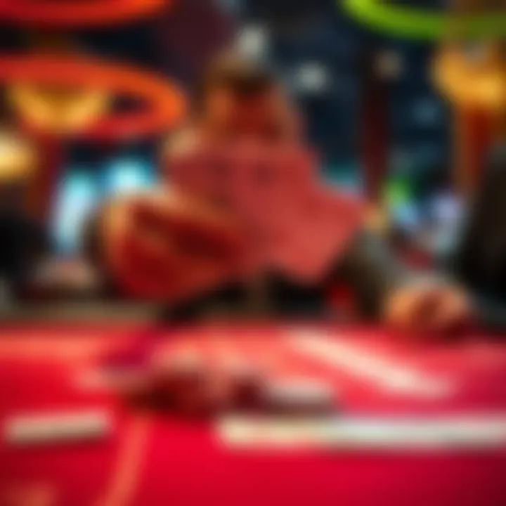 A close-up of a dealer's hands distributing cards in a casino environment