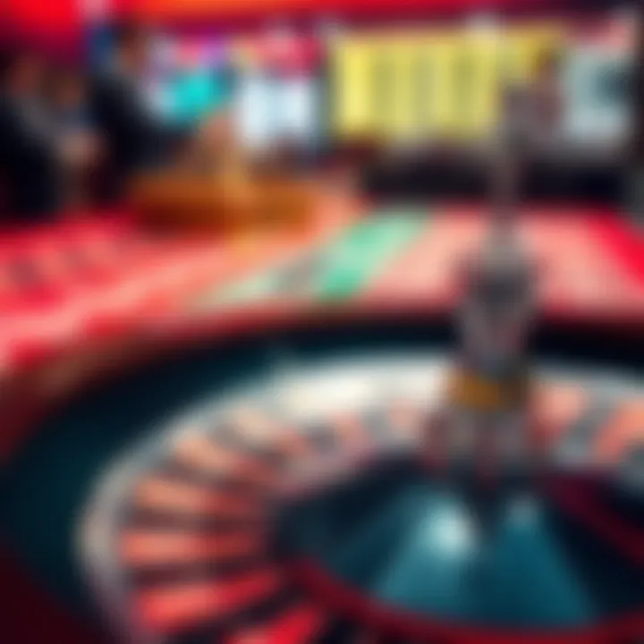 Close-up of various betting strategies on a roulette table