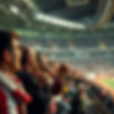 A group of fans cheering in a stadium