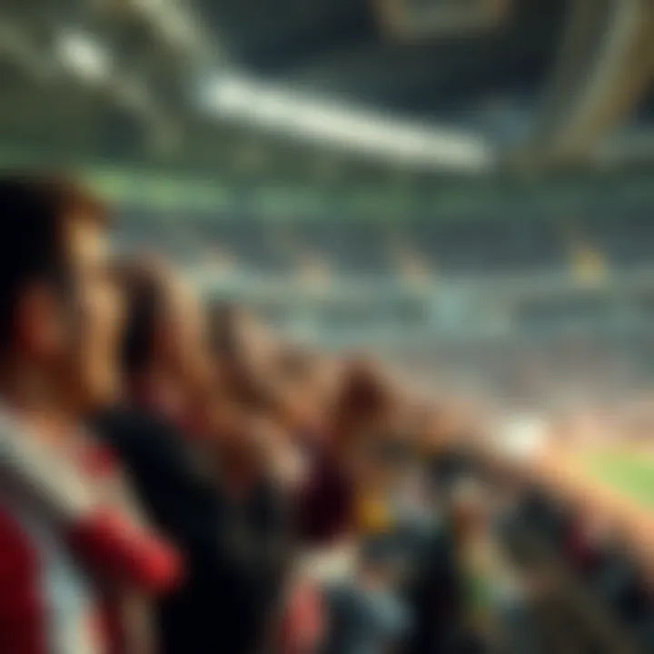 A group of fans cheering in a stadium