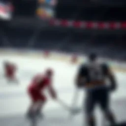 An ice hockey rink with players in action