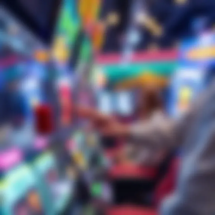 A close-up of a player interacting with a modern slot machine