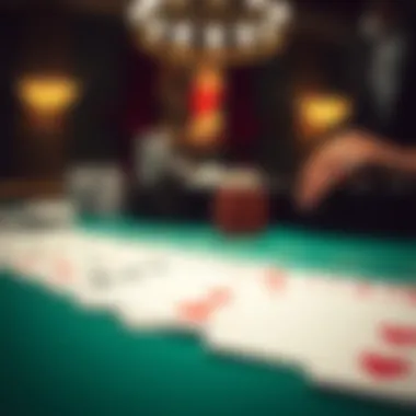 Close-up of baccarat cards laid out