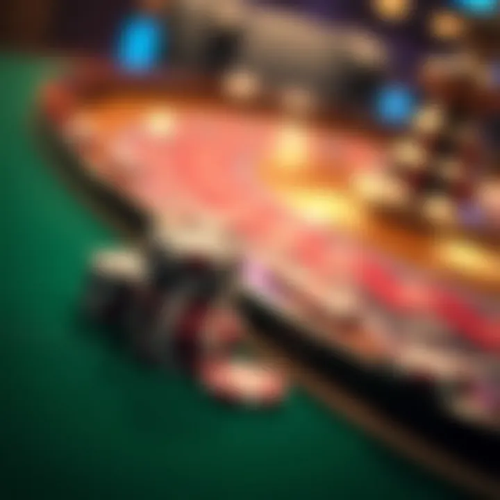 A close-up of chips placed on a roulette table