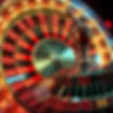 A vibrant roulette wheel spinning with excitement