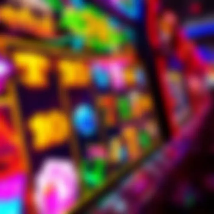 Vibrant Online Slot Interface Detailed view of an online slot interface showcasing vibrant graphics