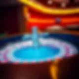 A captivating roulette wheel in motion, showcasing its vibrant colors.