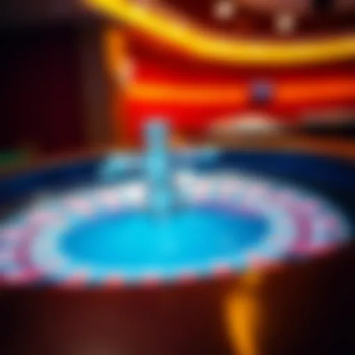 A captivating roulette wheel in motion, showcasing its vibrant colors.