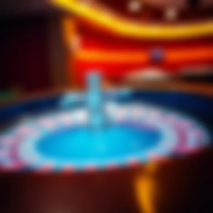 A captivating roulette wheel in motion, showcasing its vibrant colors.