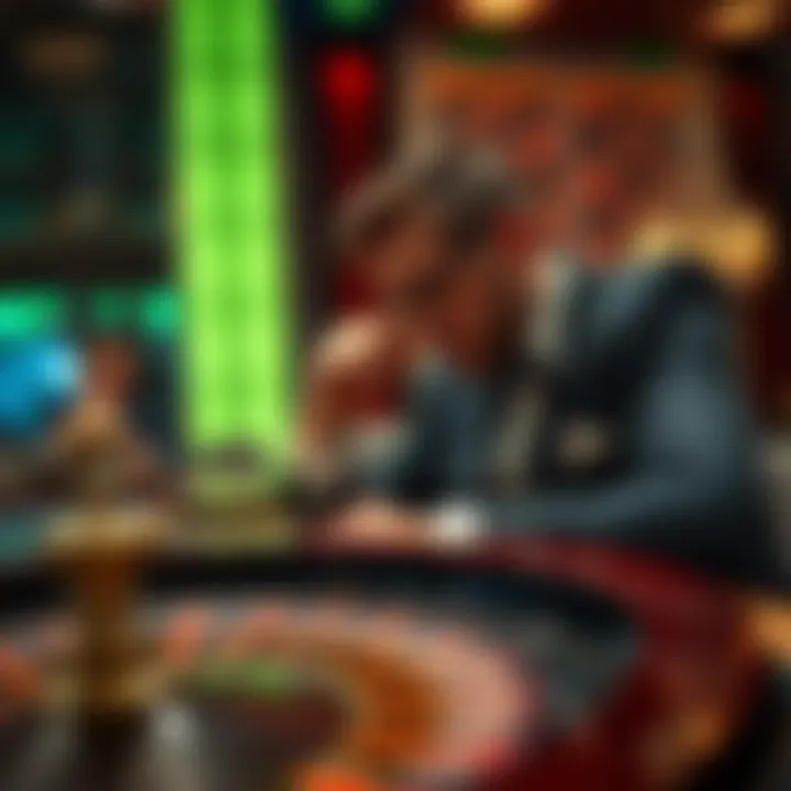 A player contemplating their next move at a roulette table