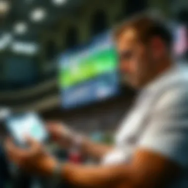 User analyzing sports statistics on a digital device