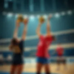 Dynamic action during a volleyball match