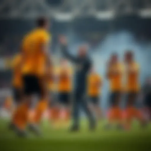 Wolverhampton Wanderers FC team celebration on the pitch